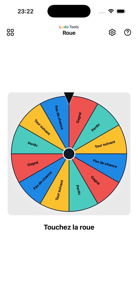 Roue de tirage de LudoTools avec plusieurs participants.